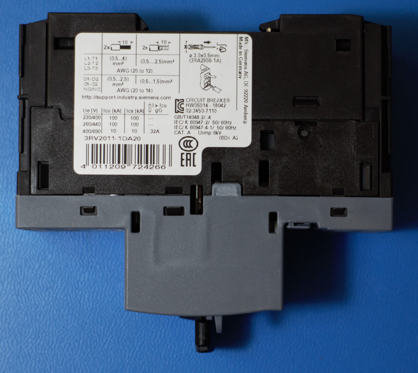 Siemens 3RV2011-1DA20 Leistungsschalter Motorschutz 2,2 - 3,2 A