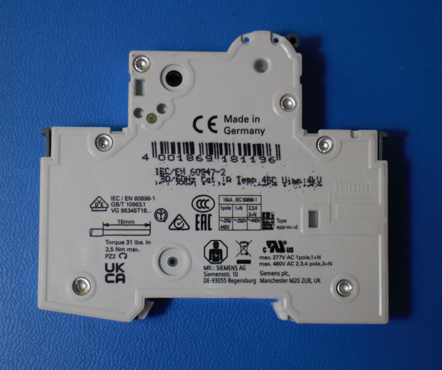 Siemens 5SY4110-6 Leistungsschutzschalter Sicherung 230 V / 400 V