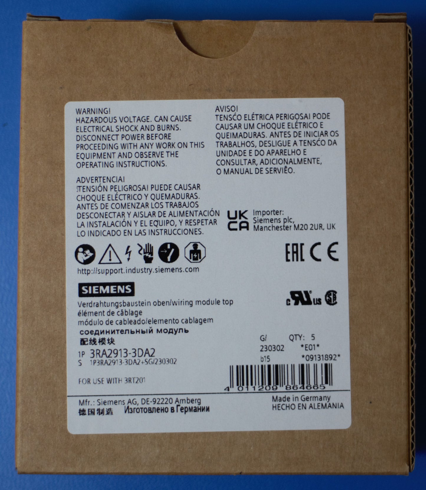 Siemens 3RA2913-3DA2 Verdrahtungsbaustein Verdrahtung