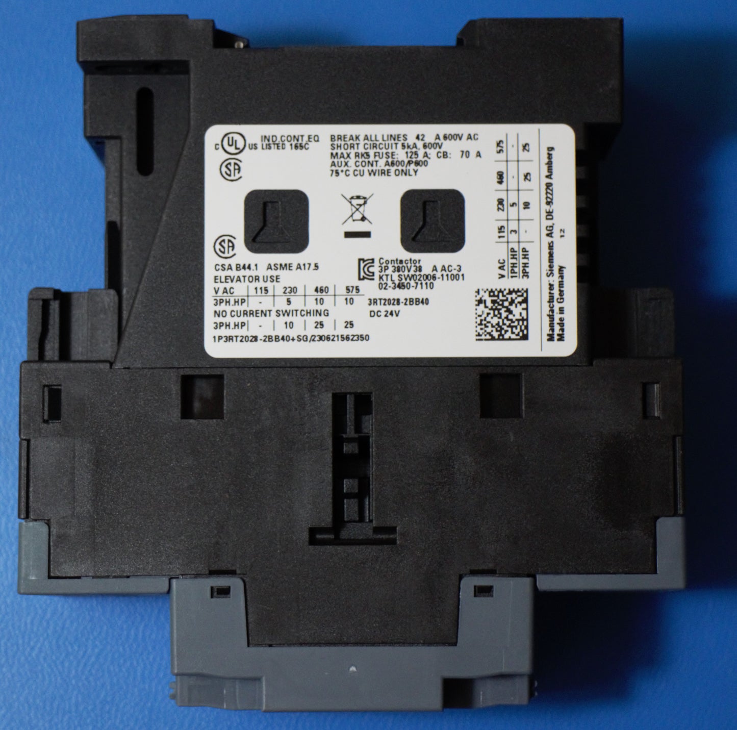 Siemens 3RT2028-2BB40 Schütz Leistungsschütz 18,5 kW / 400 V