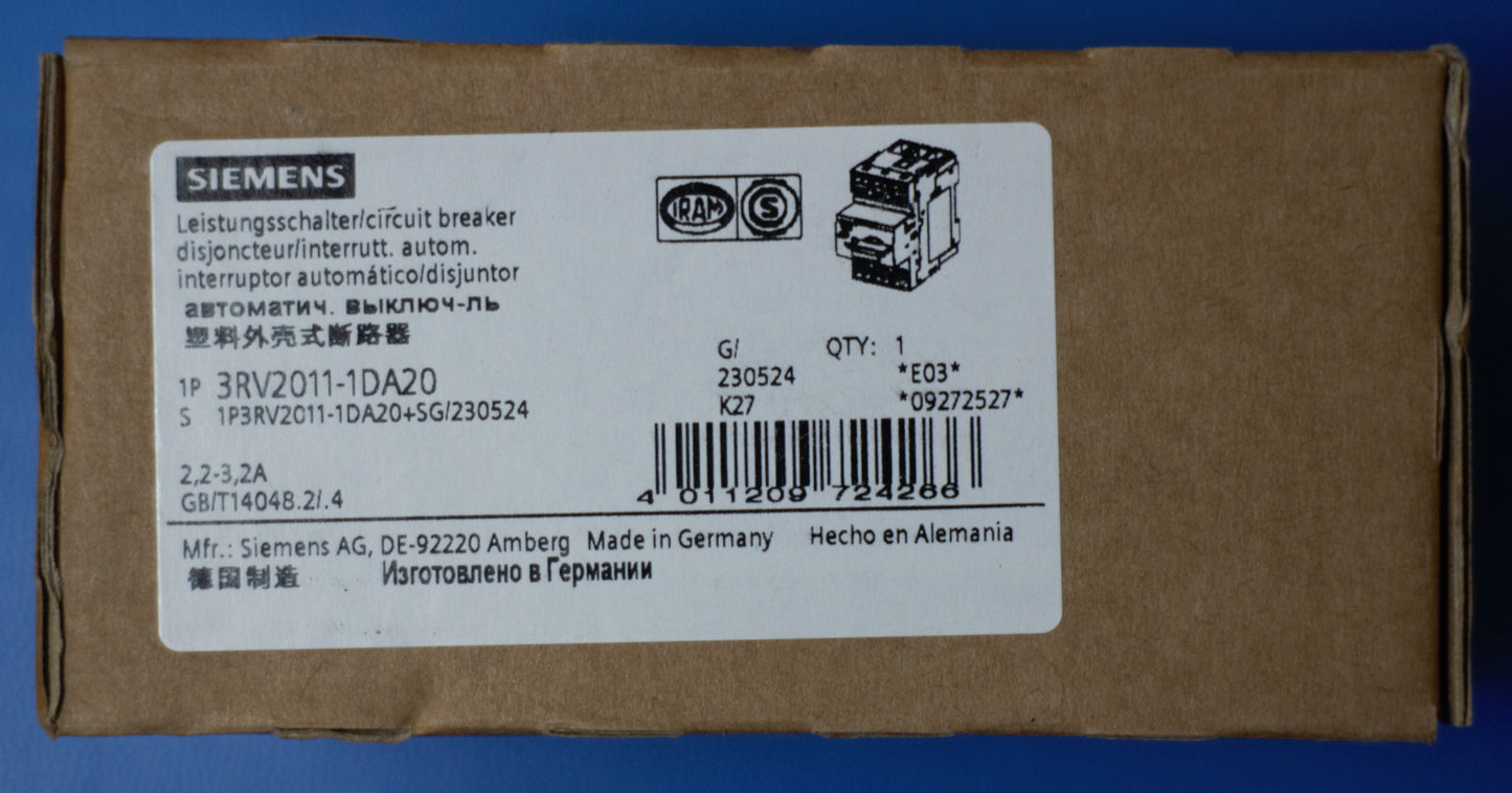 Siemens 3RV2011-1DA20 Leistungsschalter Motorschutz 2,2 - 3,2 A
