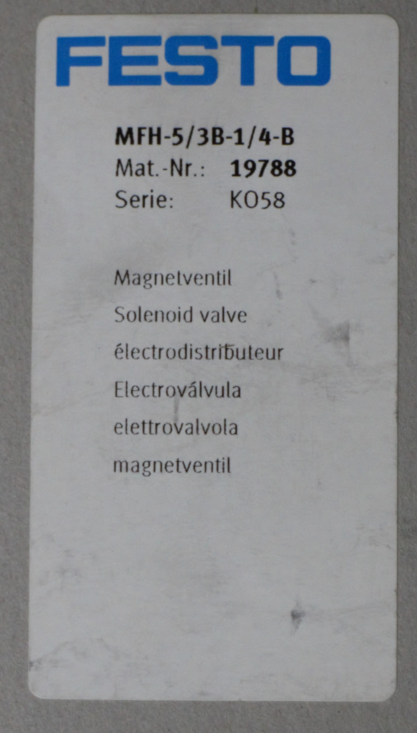 Festo MFH-5/3B-1/4-B Pneumatik Magnetventil 19788