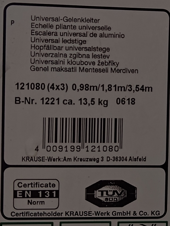 Bauhaus Krause Stabilomat Mehrzweckleiter Gelenkleiter 12 Tritte 3,54 m