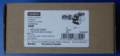 Siemens 3RT2028-2BB40 Schütz Leistungsschütz 18,5 kW / 400 V
