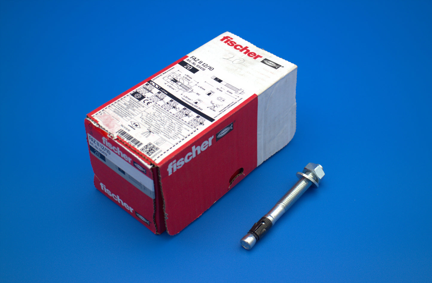 Fischer Bolzenanker FAZ II 12/10, verzinkt, 110 mm für Beton - Packung (20 Stk.)