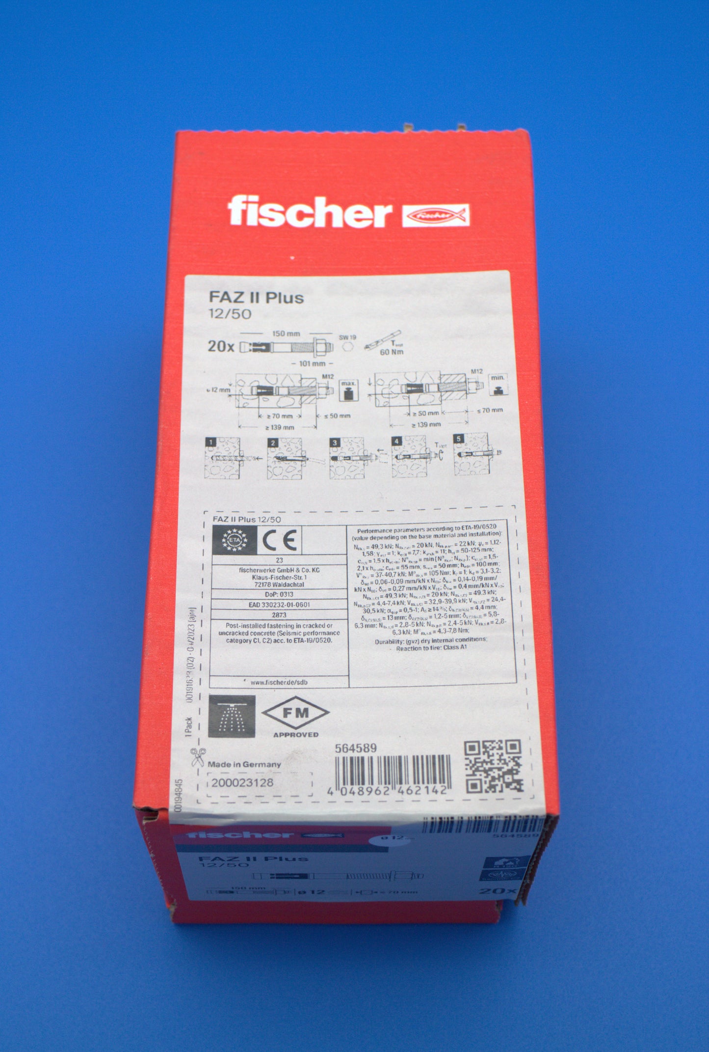 Fischer Bolzenanker FAZ II Plus 12/50, verzinkt, 150 mm für Beton - 564589