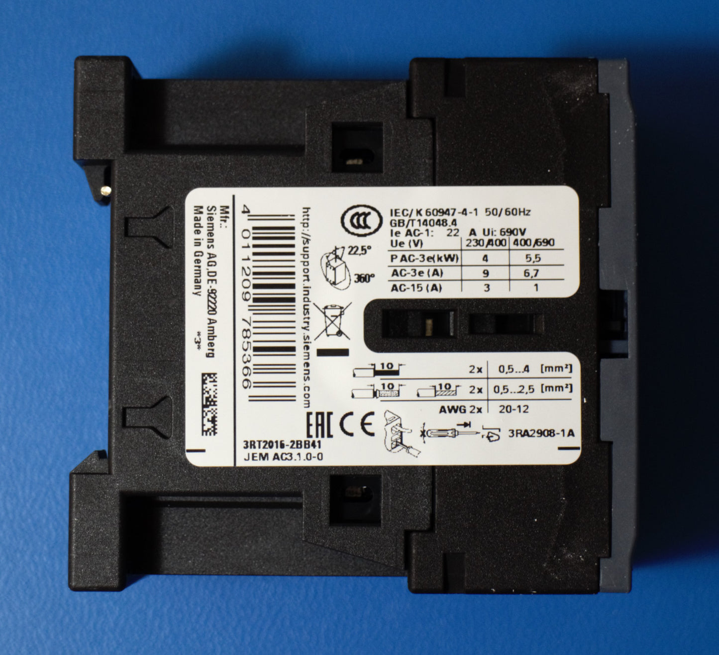 Siemens 3RT2016-2BB41 Schütz Leistungsschütz 4 kW / 400 V