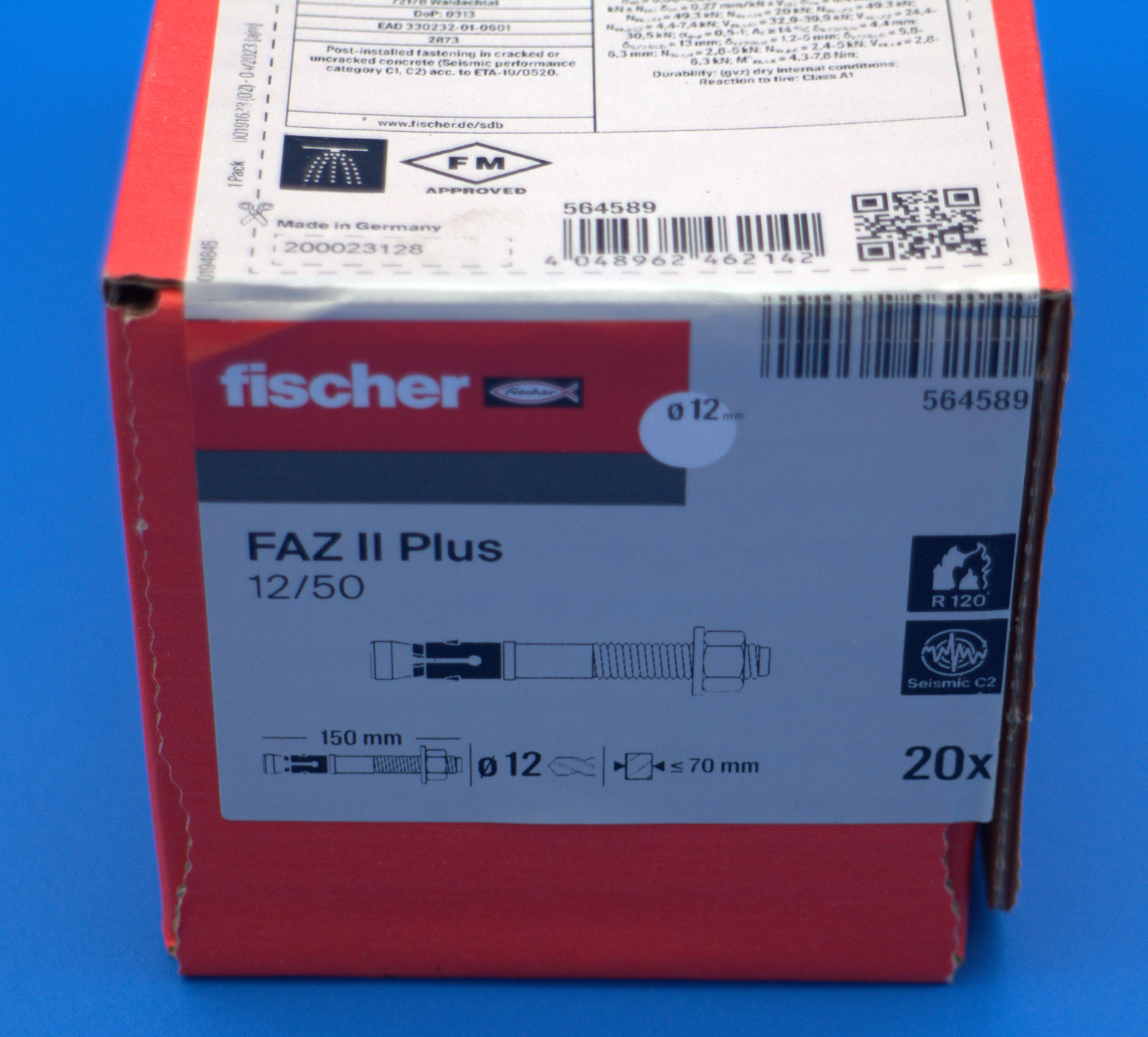 Fischer Bolzenanker FAZ II Plus 12/50, verzinkt, 150 mm für Beton - 564589