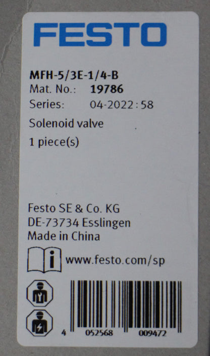 Festo MFH-5/3E-1/4-B Pneumatik Magnetventil 19786