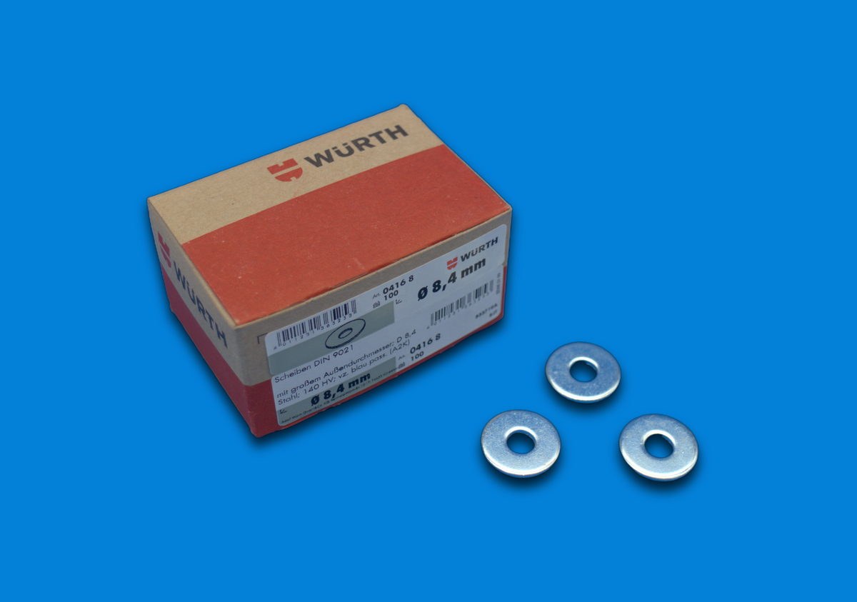 Würth Karosserie-/Unterlegscheiben DIN 125 / DIN 9021 | M6–M10 | diverse Größen