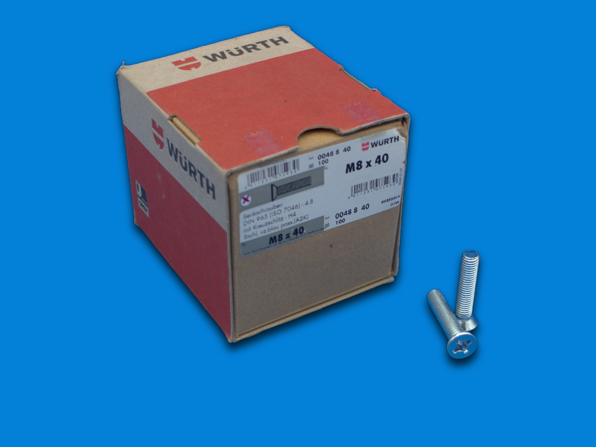Würth Senkkopfschrauben M4/M8/M12 | DIN 965/DIN 7991 | 5–50 Stück