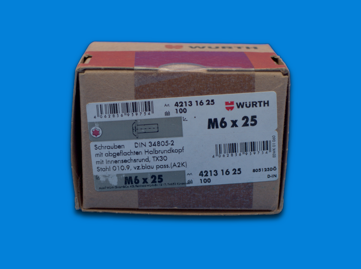 ISO 7380-1 Würth Schrauben mit abgeflachtem Halbrundkopf | M6/M10 | 10.9