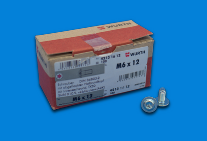 ISO 7380-1 Würth Schrauben mit abgeflachtem Halbrundkopf | M6/M10 | 10.9
