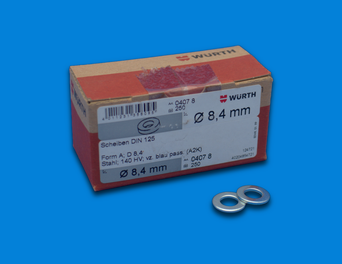 Würth Karosserie-/Unterlegscheiben DIN 125 / DIN 9021 | M6–M10 | diverse Größen