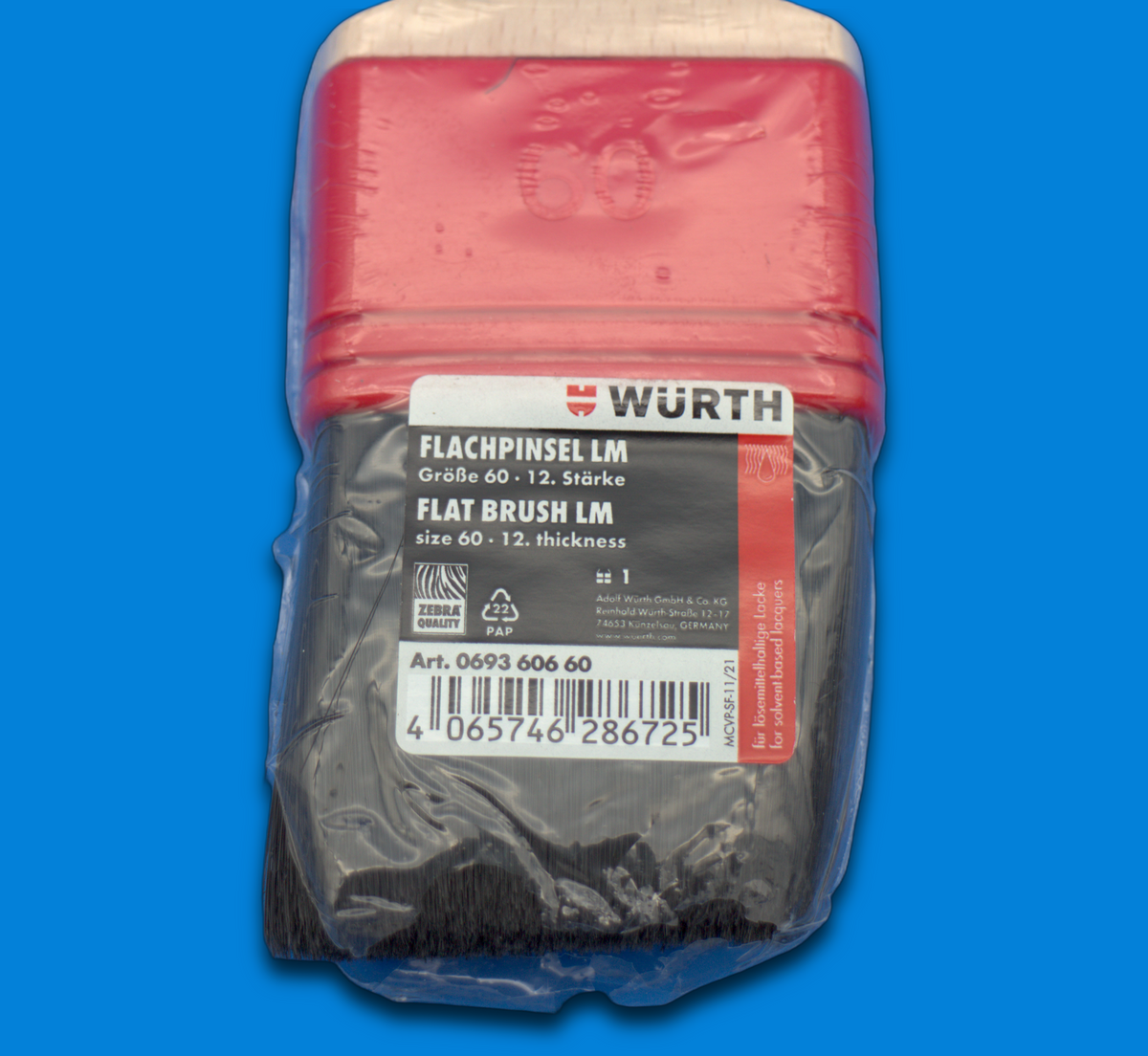 Würth Zebra Flachpinsel LM | lösemittelhaltige Lacke | Stärke 12 | Größe 40, 60
